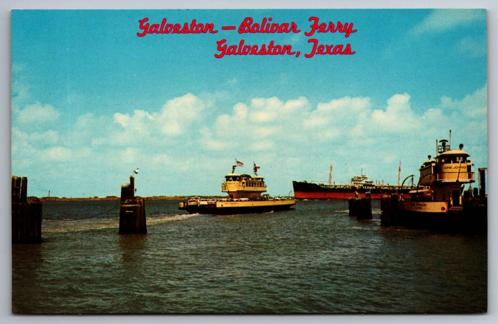 Postcard Galveston Bolivar Free Ferry Service Galveston Texas    A 21