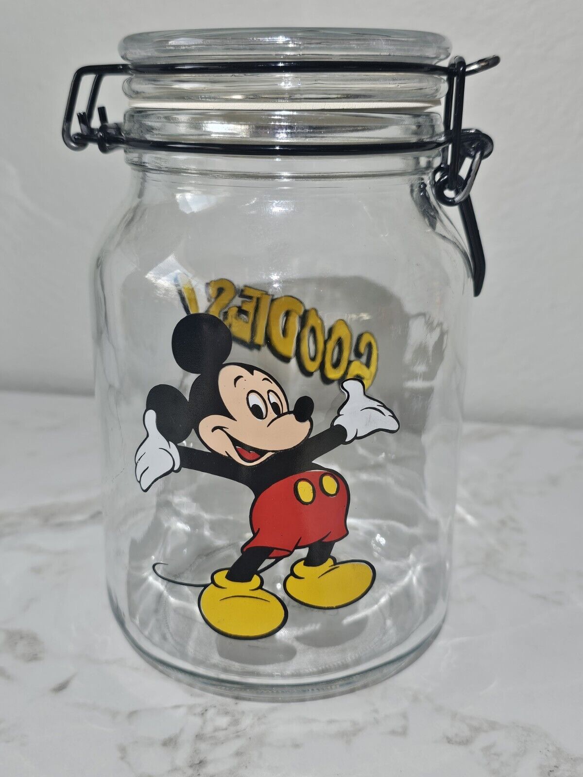 Vintage Mickey Mouse Goodies Cookie/Candy Mason Jar /Walt Disney Company/8”T