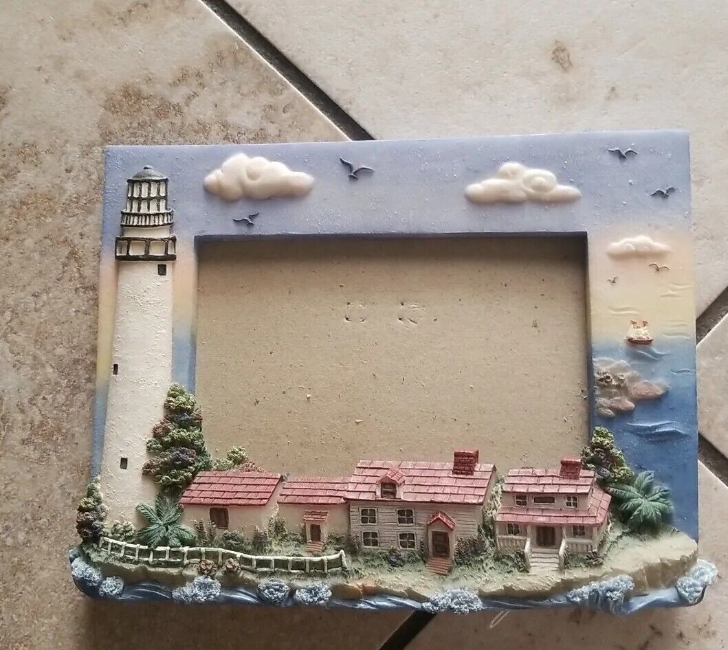 A.Richesco Corporation Lighthouse Picture Frame Table Desk Top Blue 6x8 