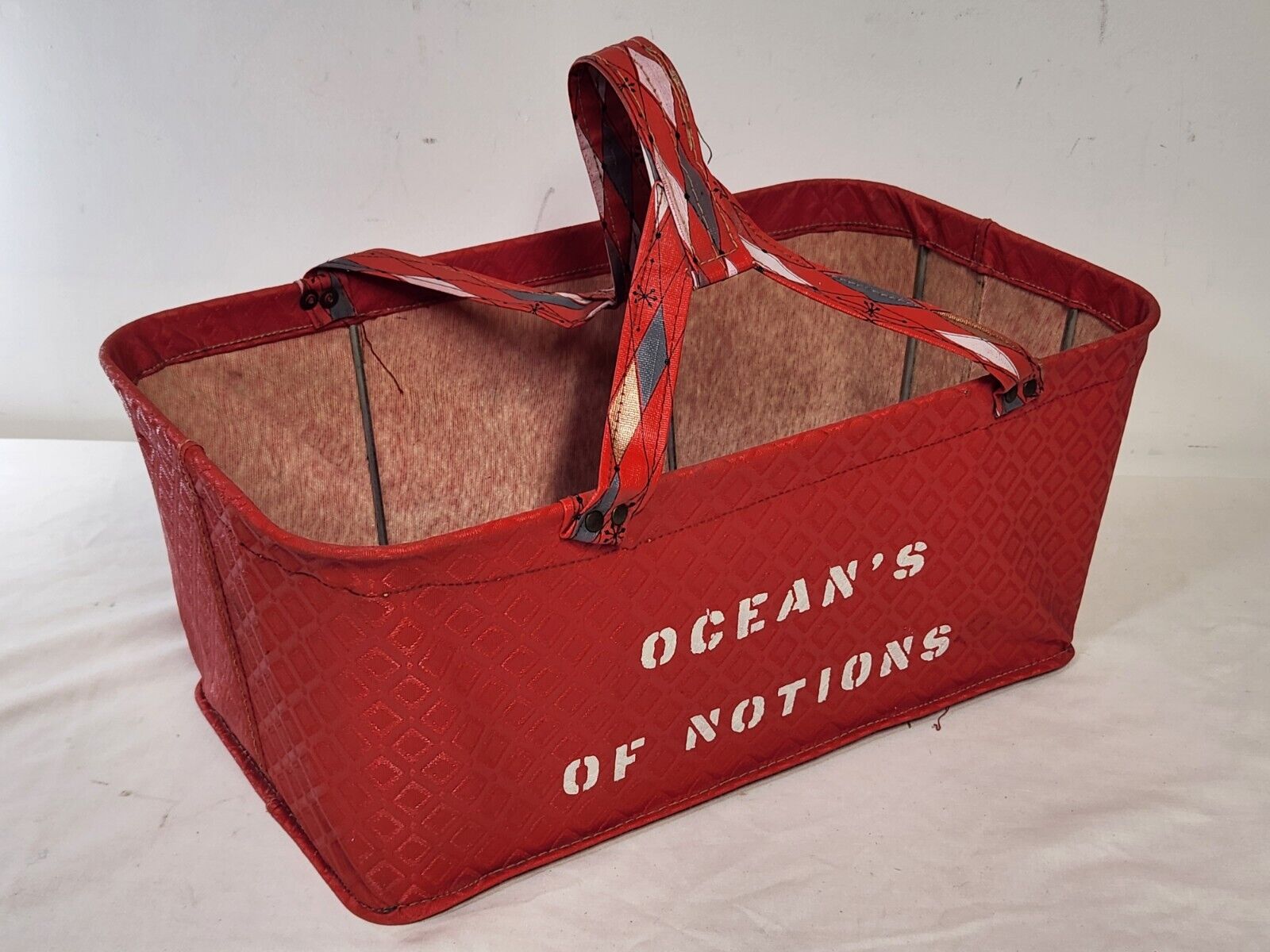 Vintage Shopping Basket Handy Folding Pail Co. Ocean's of Notions 1950's 1960's