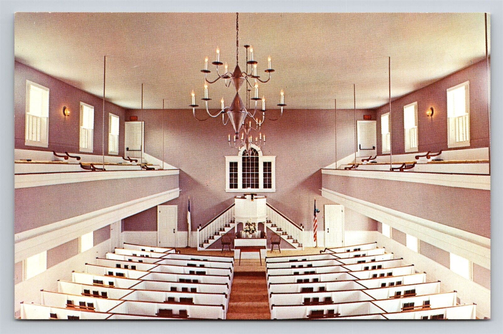 First Baptist Church New London NH Vintage Postcard Interior View