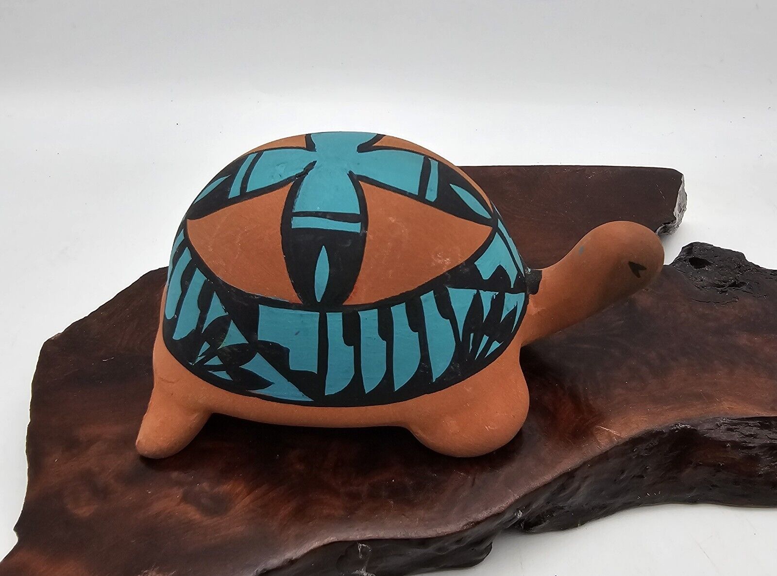 Vintage Native American Clay Turtle Figurine Signed