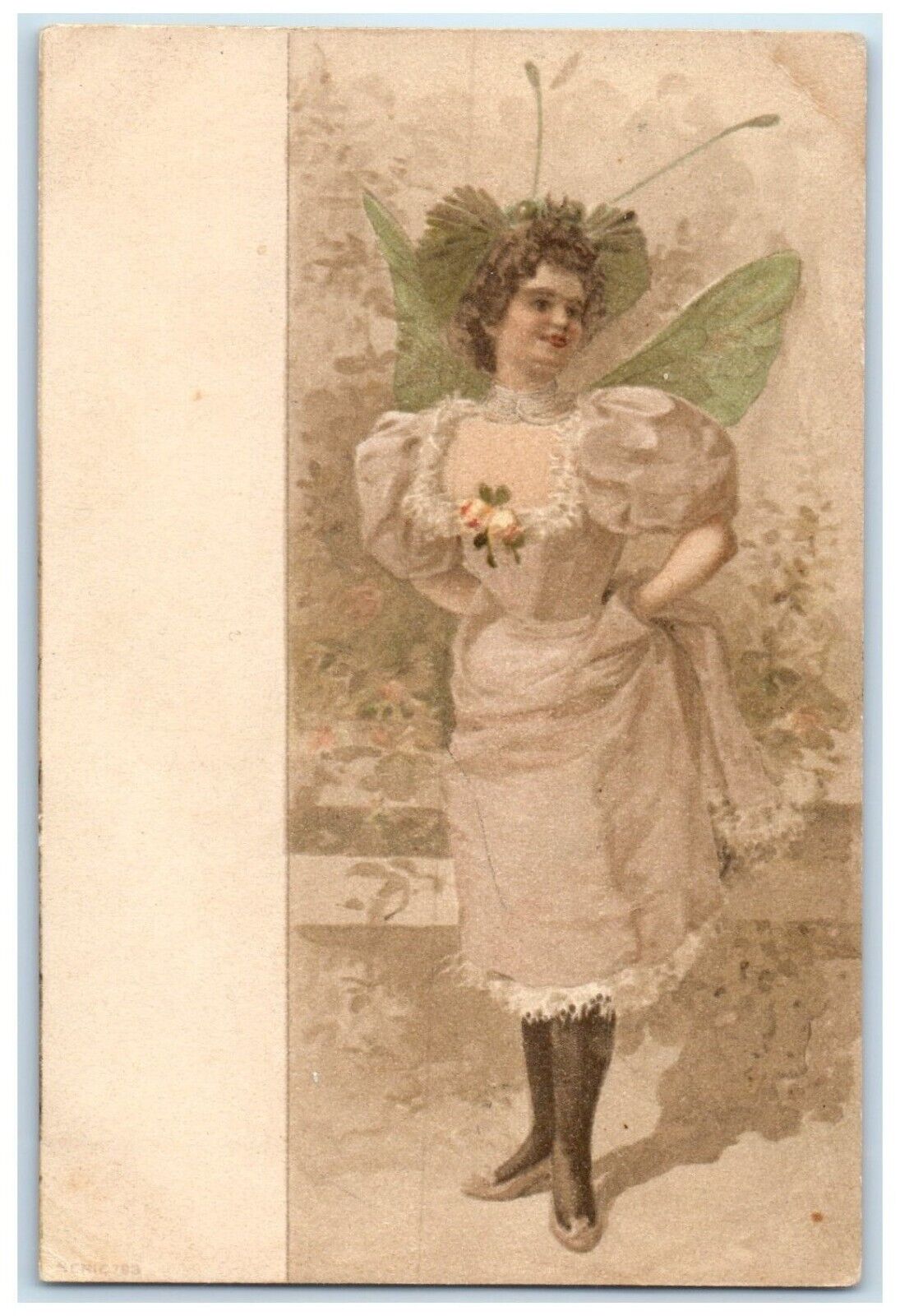 Surreal Postcard Woman Fairy Fantasy c1905 Unposted Antique