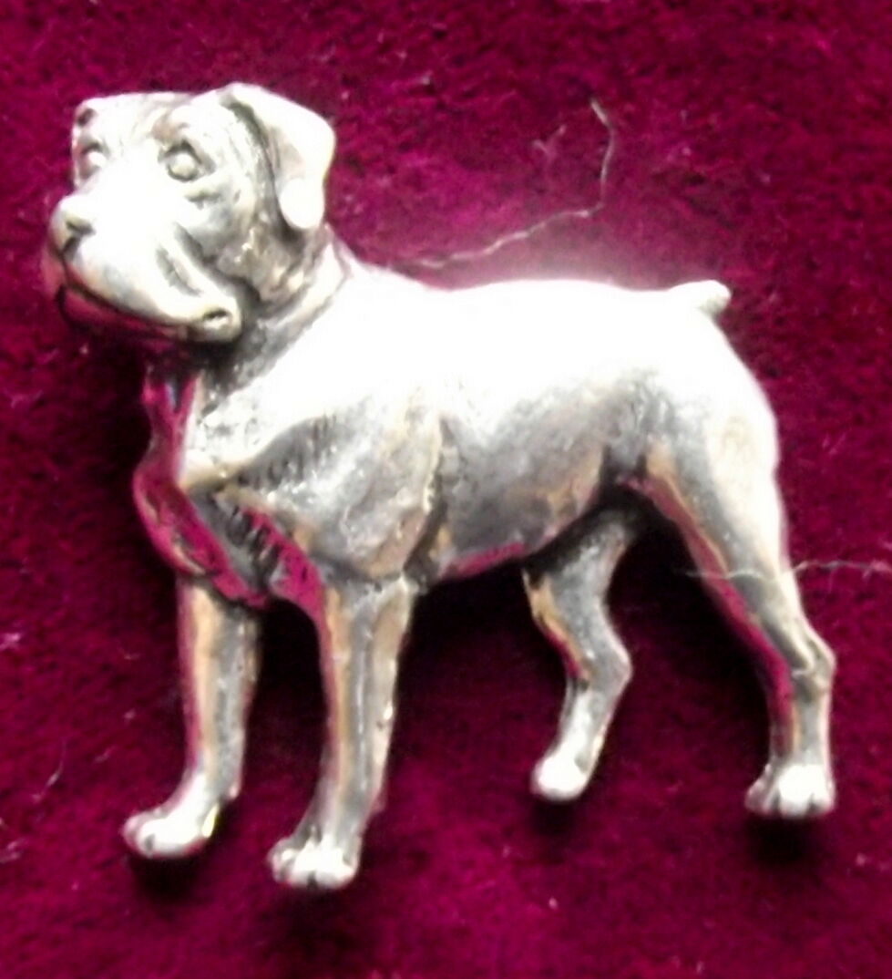 Pewter Rottweiler Dog Brooch Pin  Signed