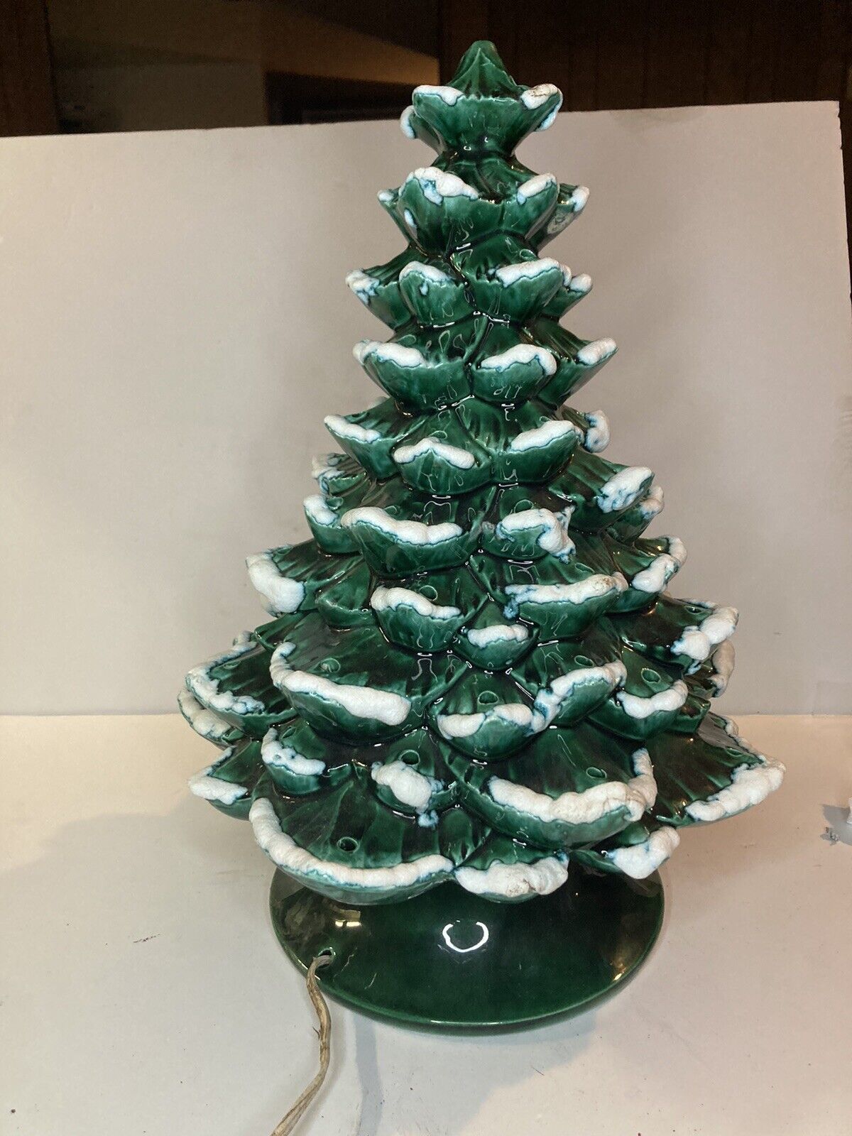 Vintage 1984 Large Ceramic Lighted Christmas Tree W/ Base 18”
