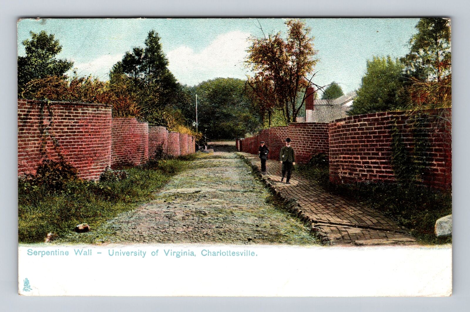 Charlottesville VA-Virginia, U. of Virginia, Serpentine Wall Vintage Postcard