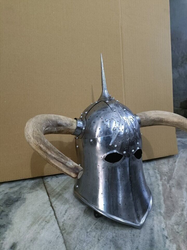 Halloween Dark Lord Helmet Medieval Armor Steel Viking Helmet With Wood Wing
