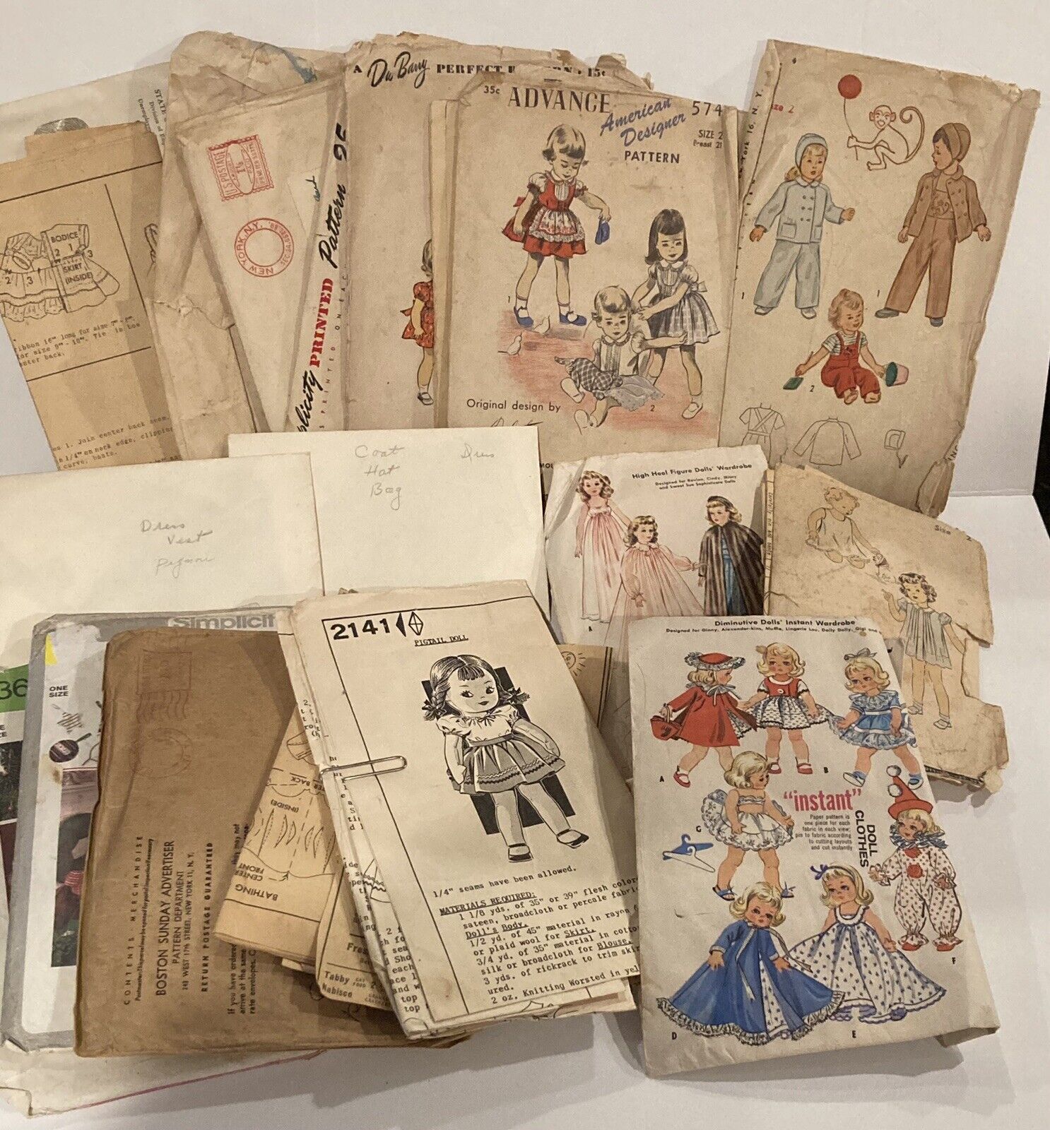 Vintage Antique 40s Assorted New York Times Sewing Pattern Lot Simplicity As Is