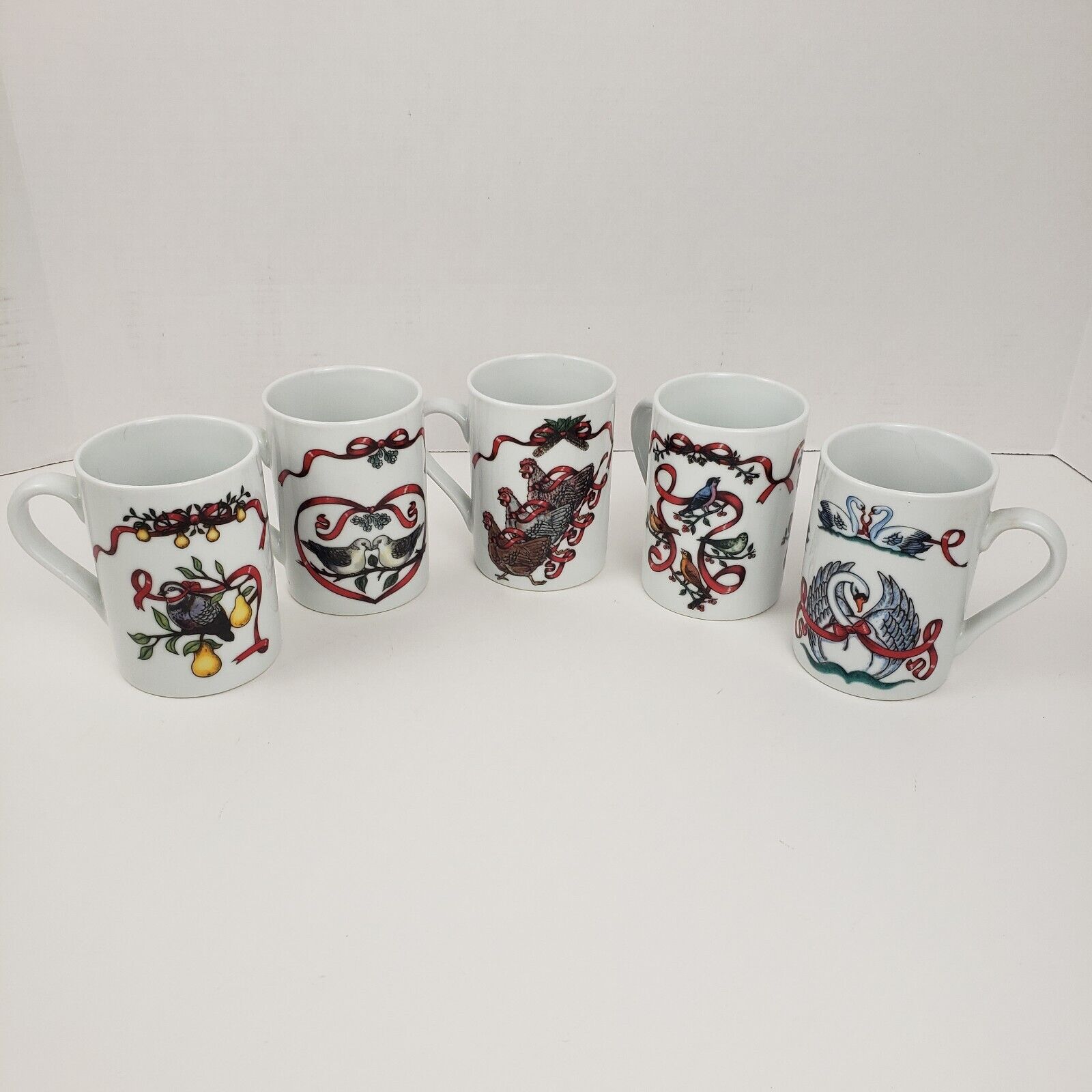 12 DAYS OF CHRISTMAS Home For The Holidays Mugs Set of 5 - 1,2,3,4 & 7 Cups
