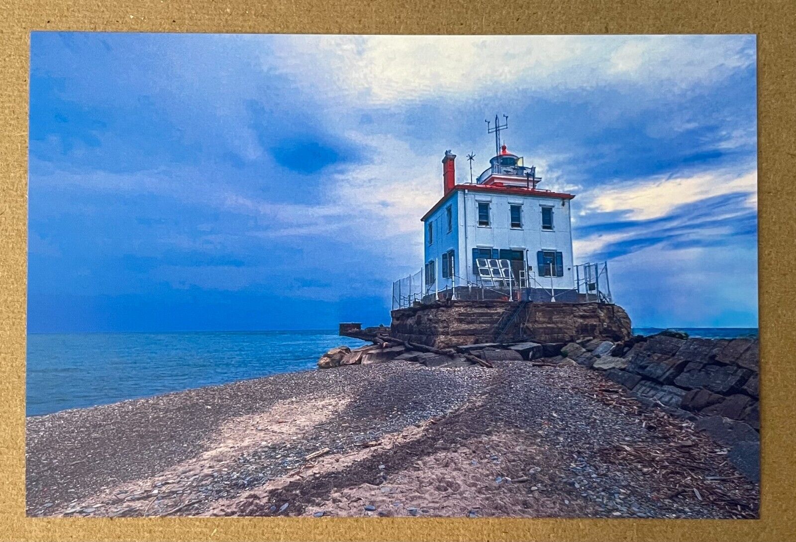 Postcard blank unused Fairport Harbor West Breakwater Light OH 4x6 greeting card
