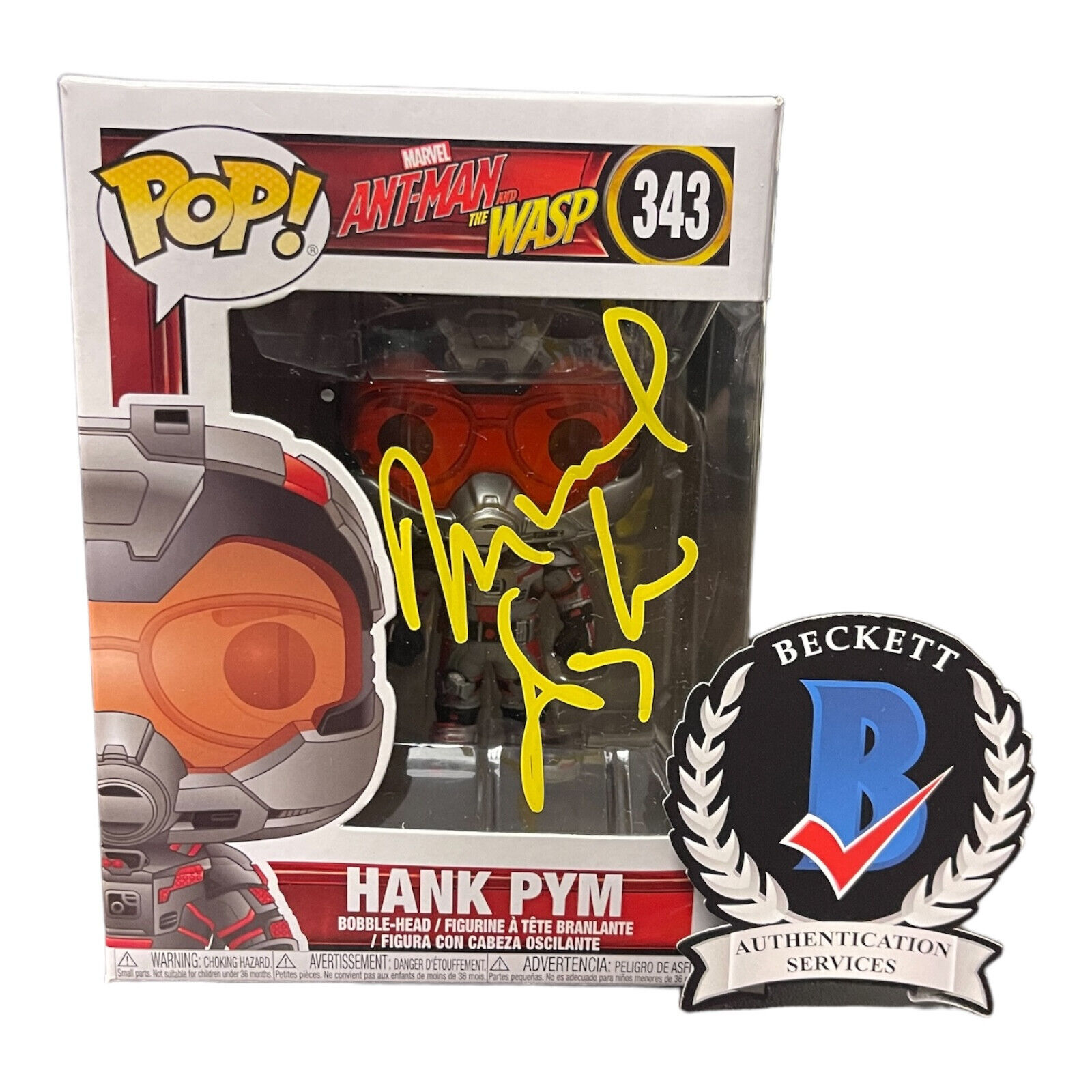 Michael Douglas Signed Auto Hank Pym Funko Pop 343 Beckett Ant-Man And The Wasp