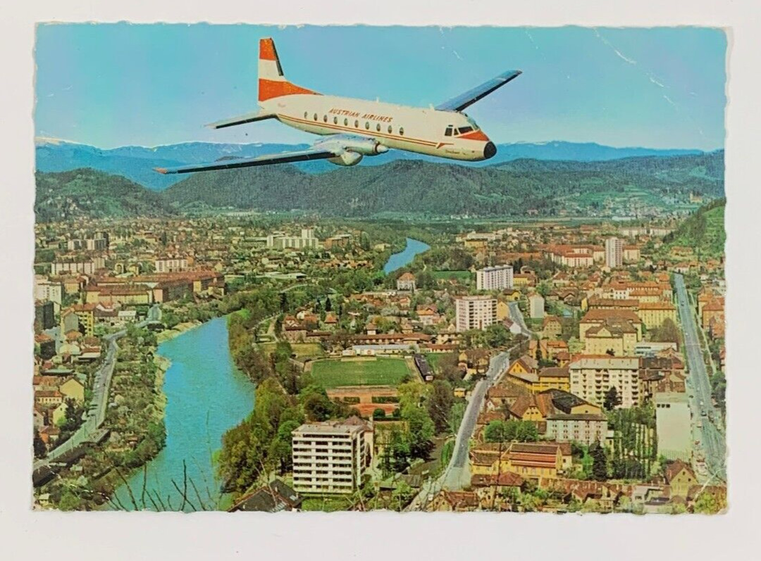 Graz against the north with AUA-Bruckner Styria Austria Airlines Postcard