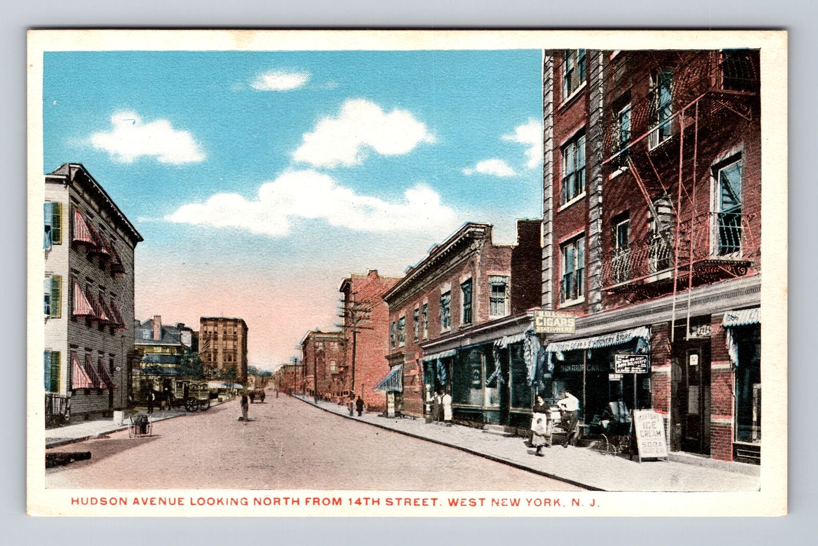 West New York NJ-New Jersey, Hudson Avenue Looking North Vintage Postcard