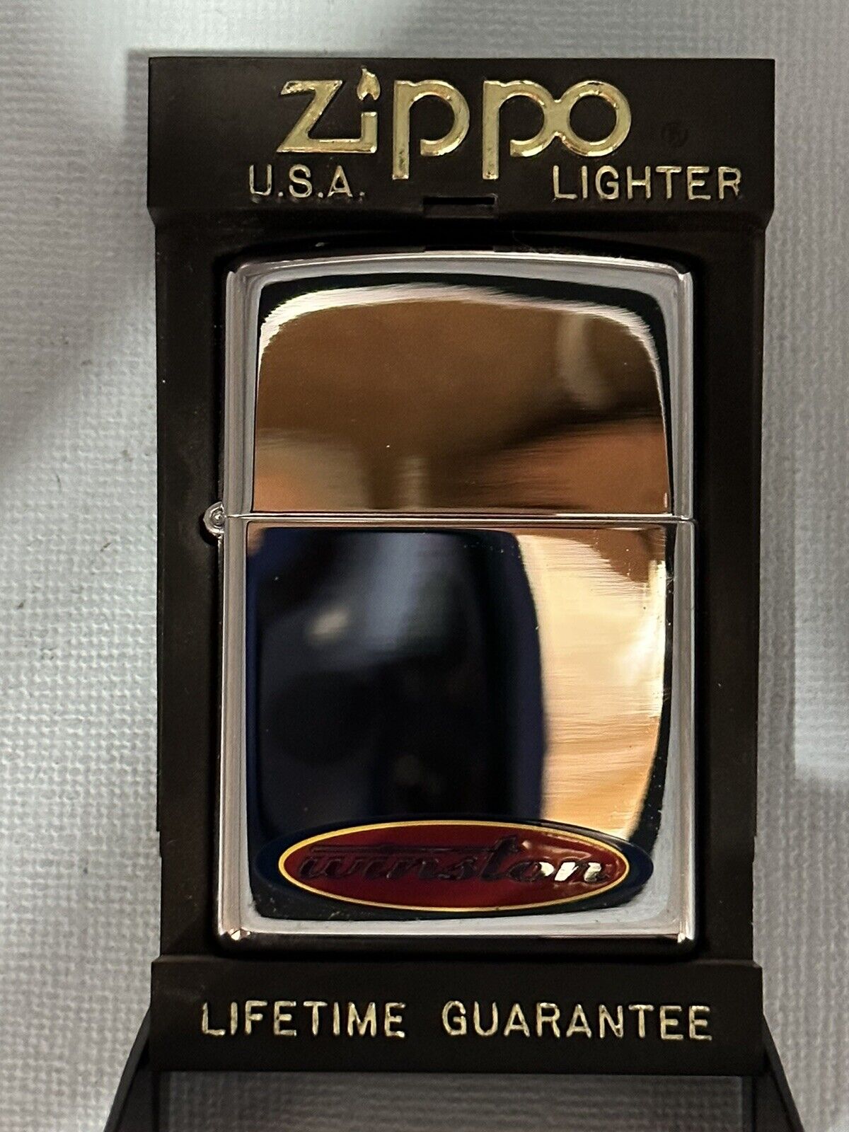 Vintage 1997 Winston Oval Logo High Polish Chrome Zippo Lighter Rare NEW