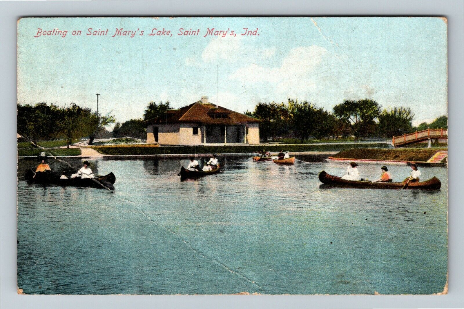 Saint Mary's IN-Indiana, Boating on Saint Mary's :Lake, c1910 Vintage Postcard