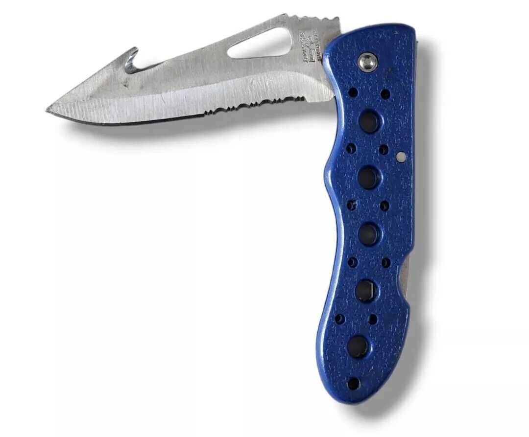 FROST CUTLERY SS Gut Hook Blade Blue Folding Knife