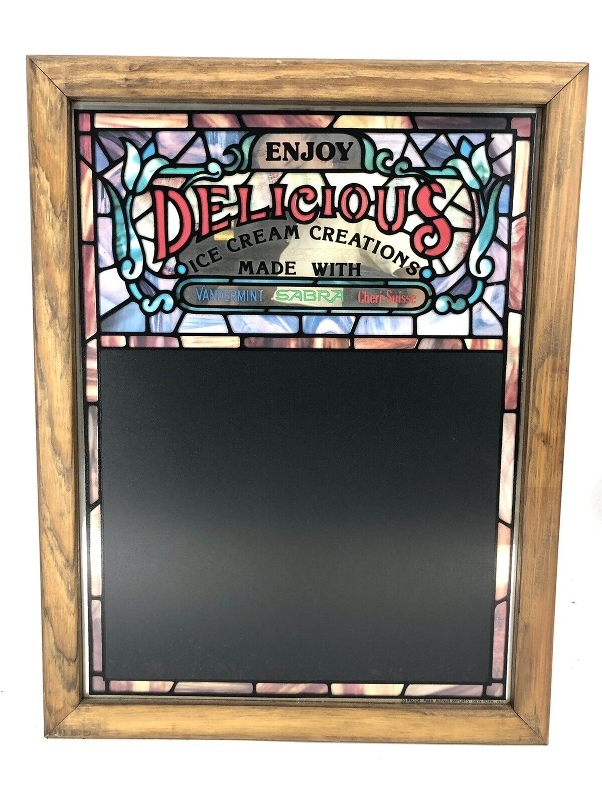 Vintage Ice Cream Parlor Sign Stained Glass Style - Built In Chalkboard