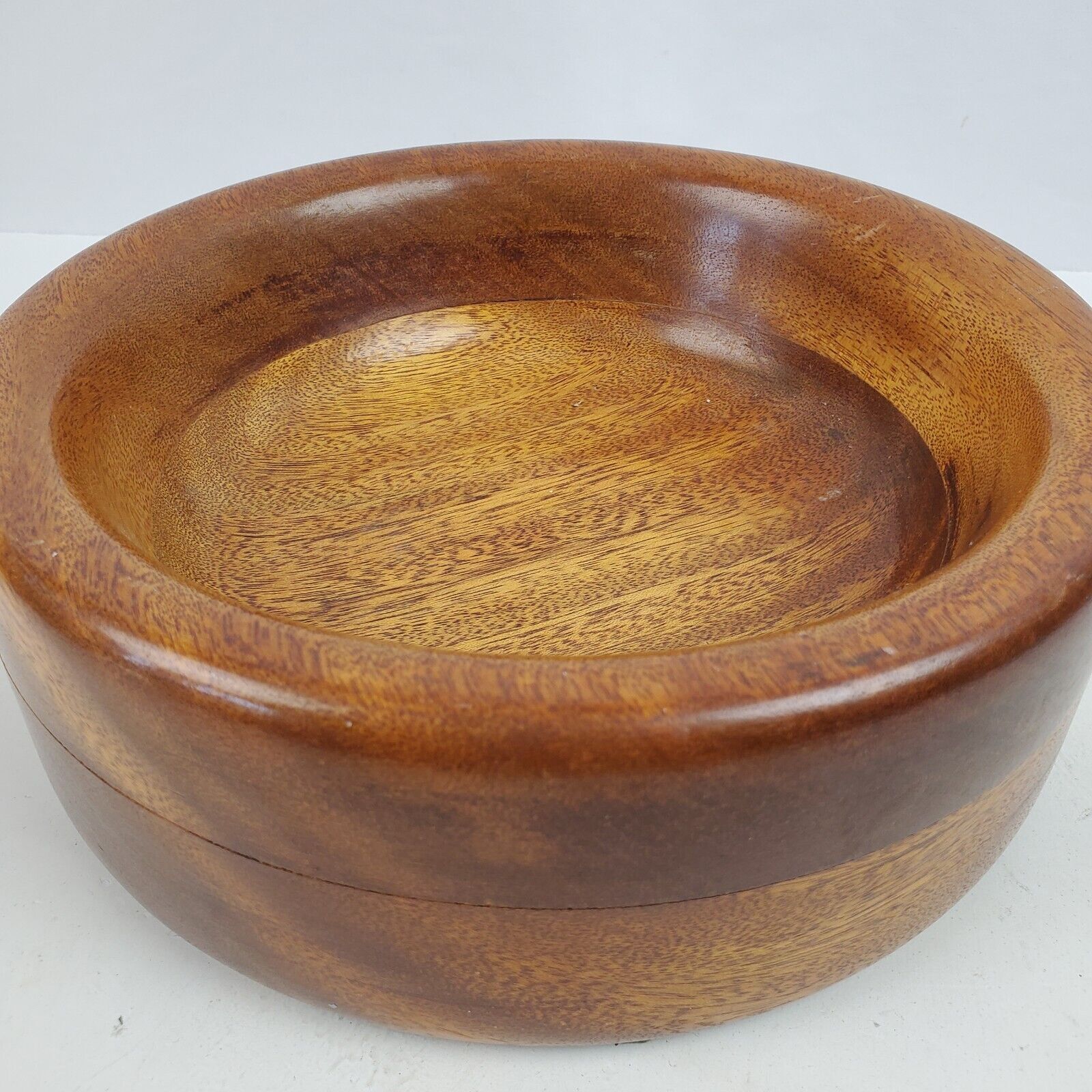 Vintage Handmade Hand Turned Wood Bowl 9 Inch Round 3.5 Inch Tall