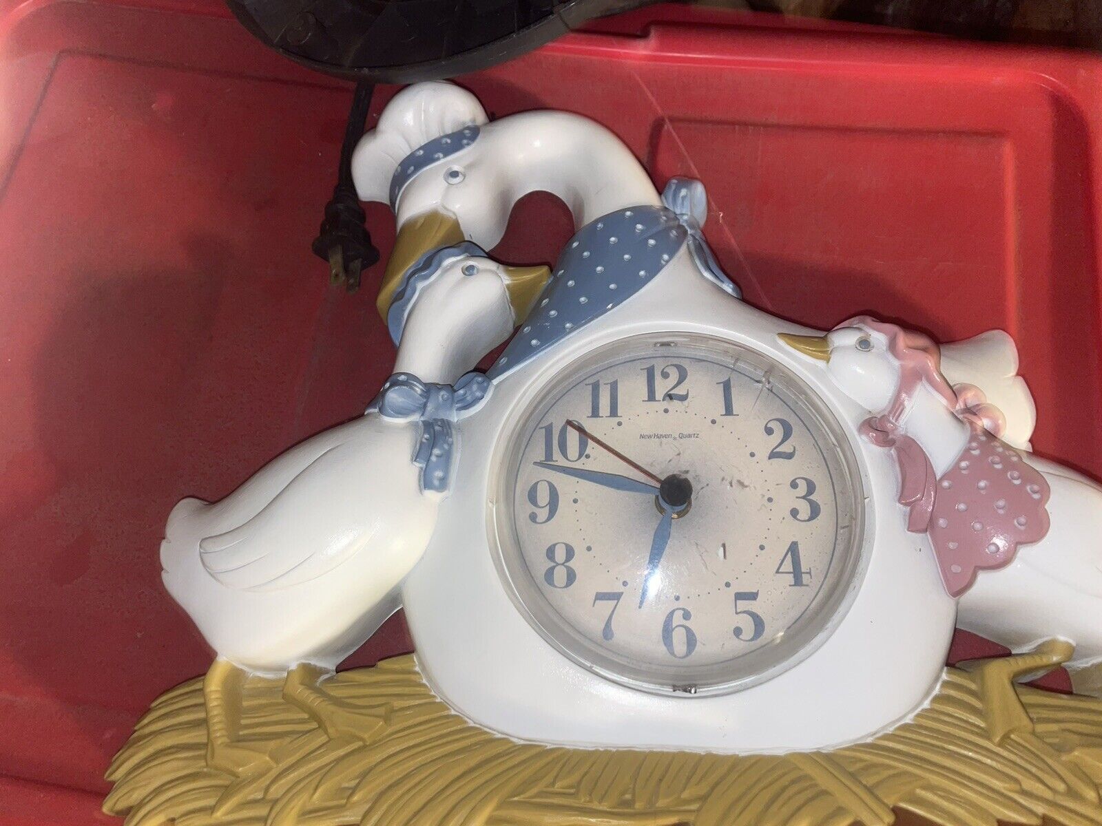 Vintage Working Goose Clock Burwood Mother & Baby Geese 80’s Tested Works