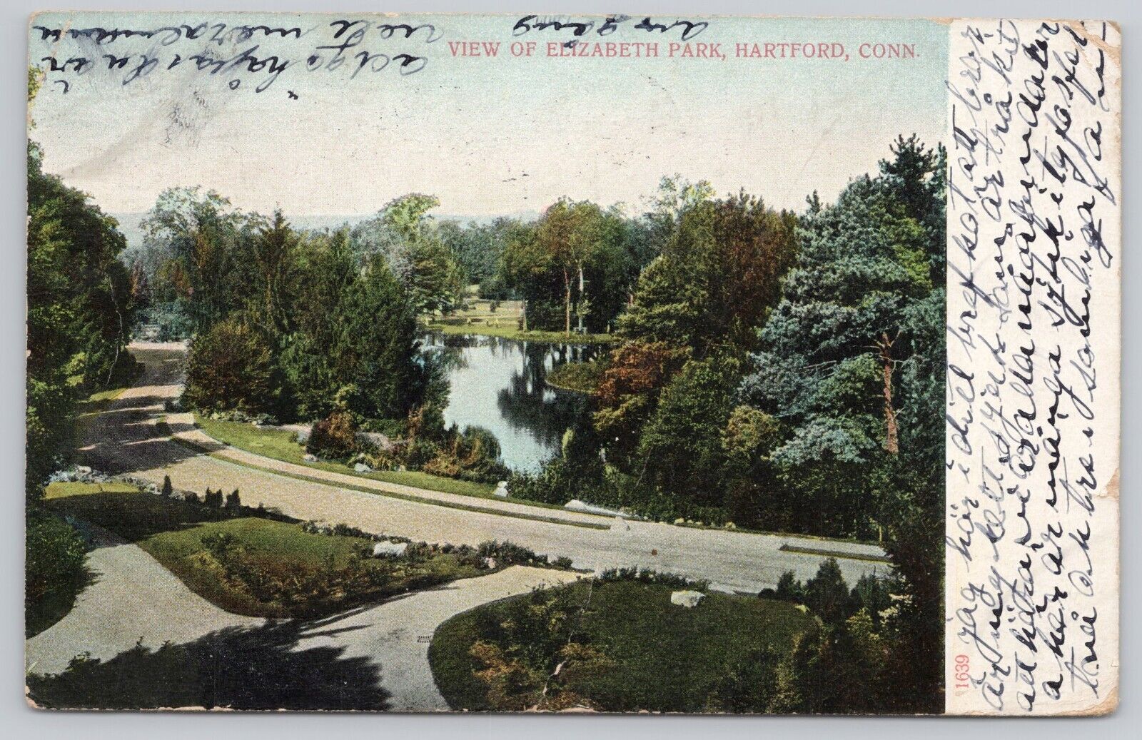 Vtg Post Card-View of Elizabeth Park, Hartford, Connecticut- B66