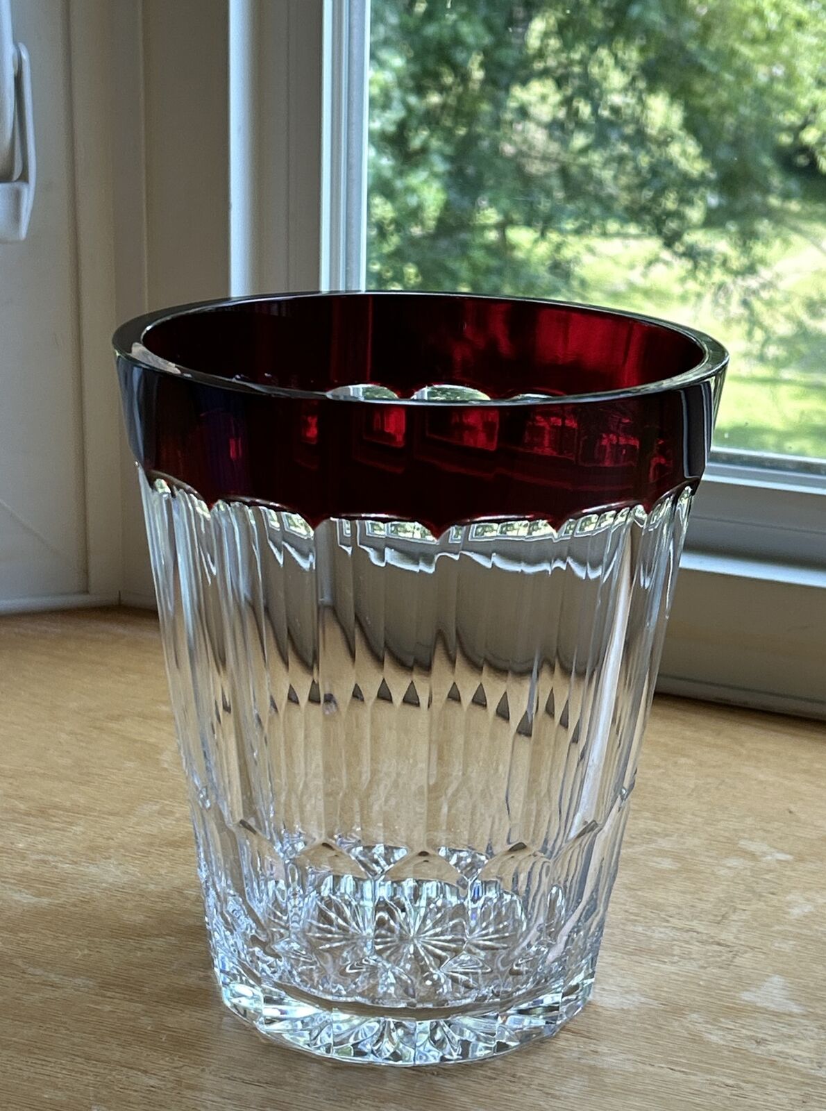 Authentic Waterford Simply Red Crystal Ice Bucket Retired 7 5/8” Tall Read