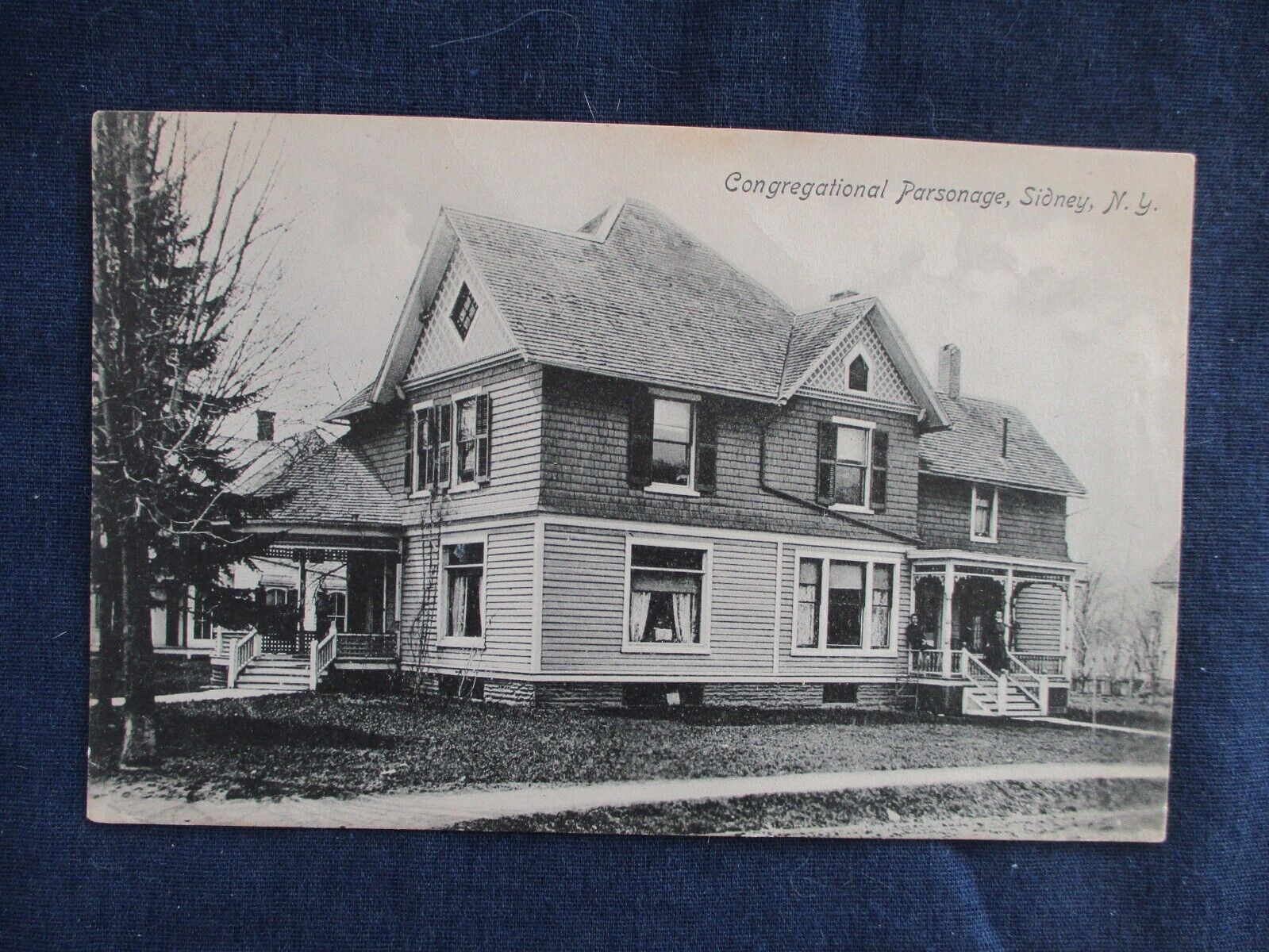 1912 Sidney New York Congregational Parsonage Postcard Rockdale Cancel