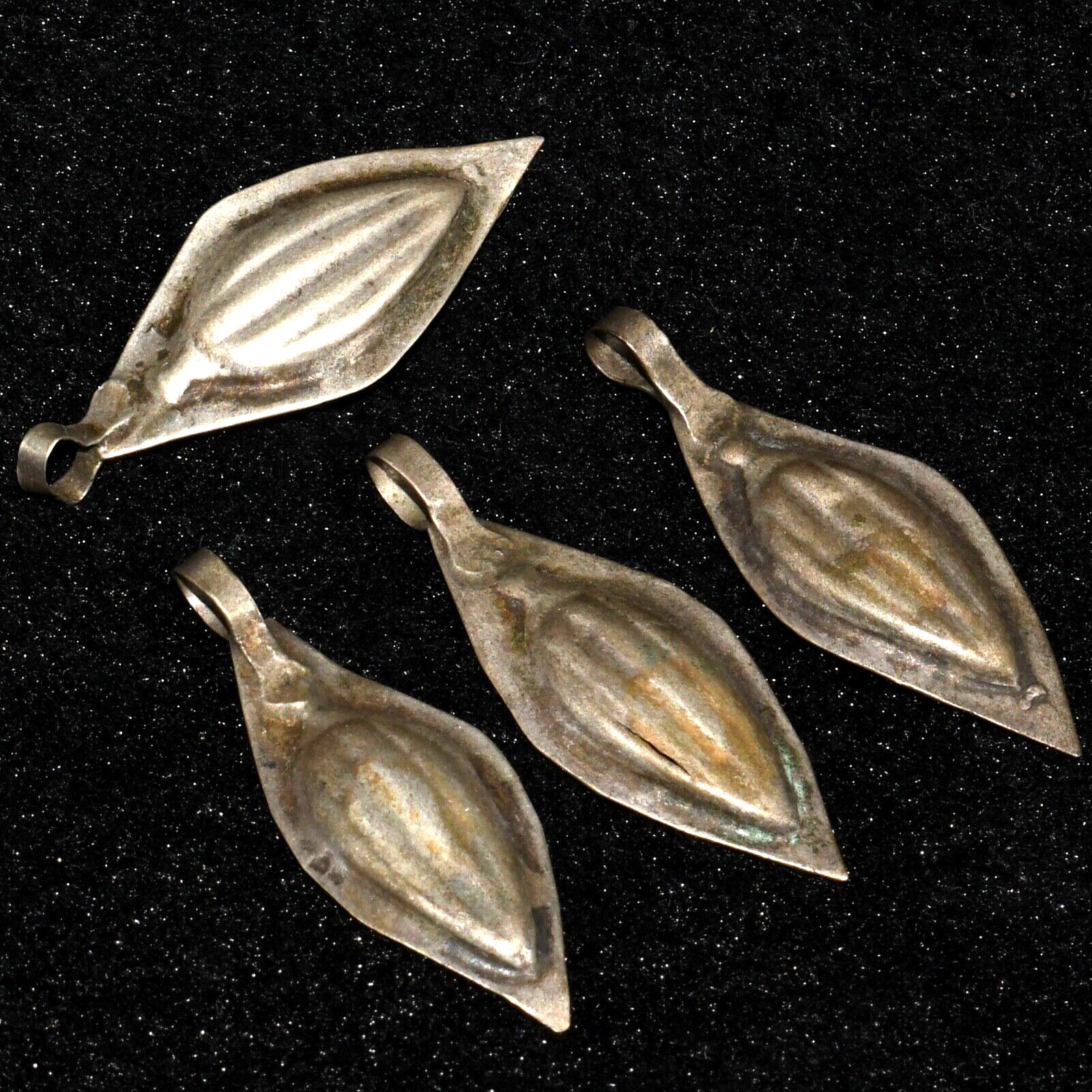 4 Ancient Old Viking Silver Jewelry Ornament Bead Pendants Circa 9th Century AD