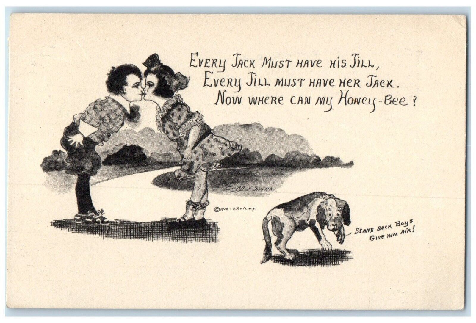1912 Couple Kissing Romance Jack And Jill Cobb Shinn Artist Signed Postcard