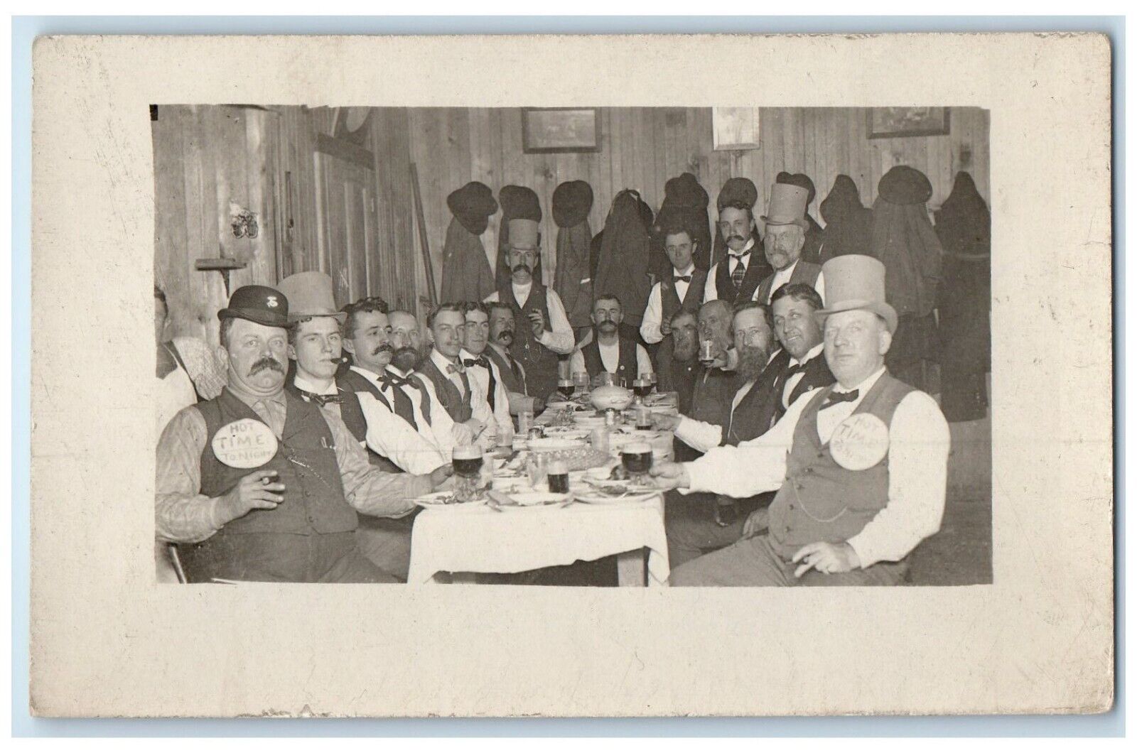 c1910's Men's German Beer Drinking Party Cigars RPPC Photo Antique Postcard