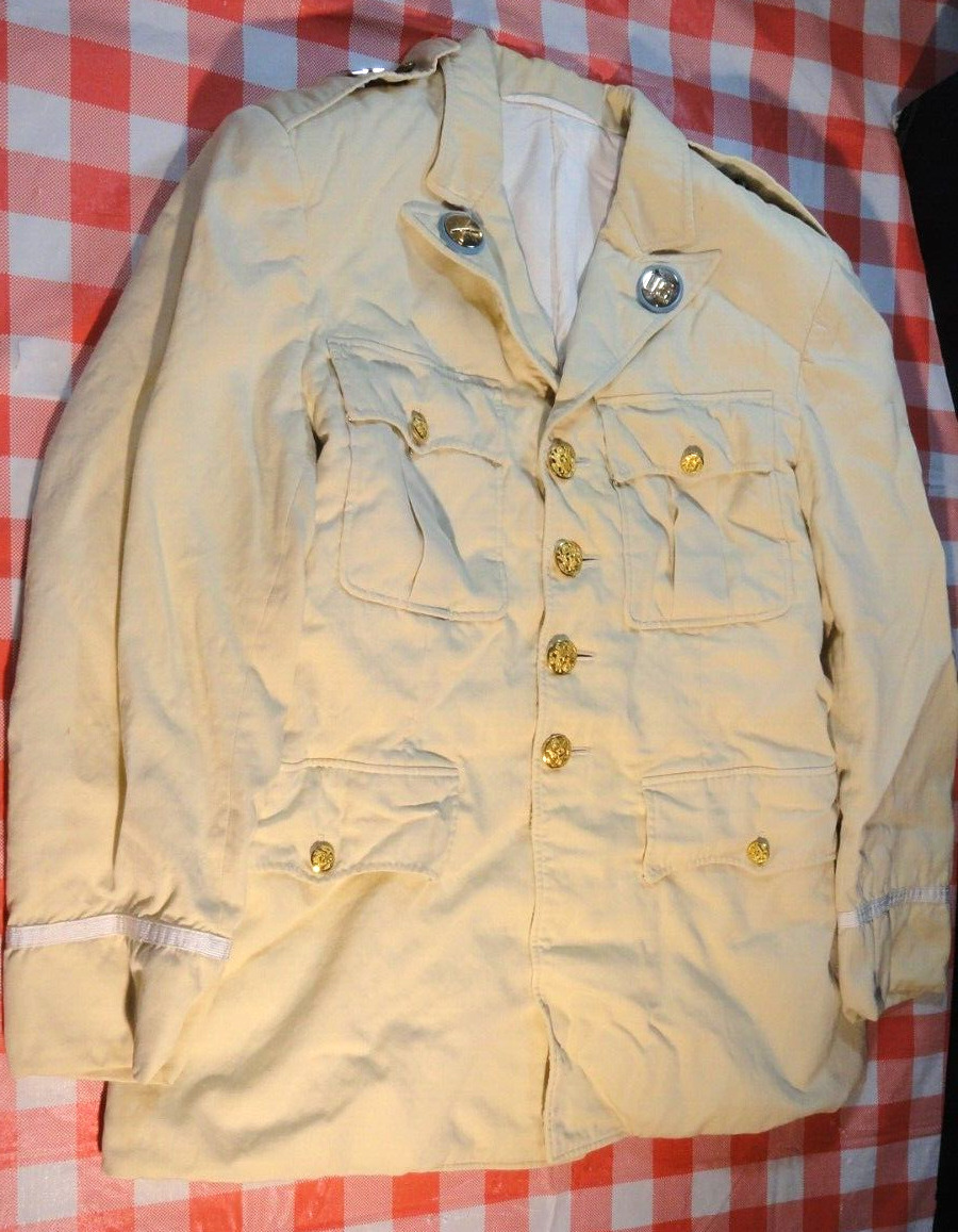 DATED 1959 U.S. ARMY WHITE UNITED STATES SERVICE UNIFORM DRESS COAT JACKET 36R