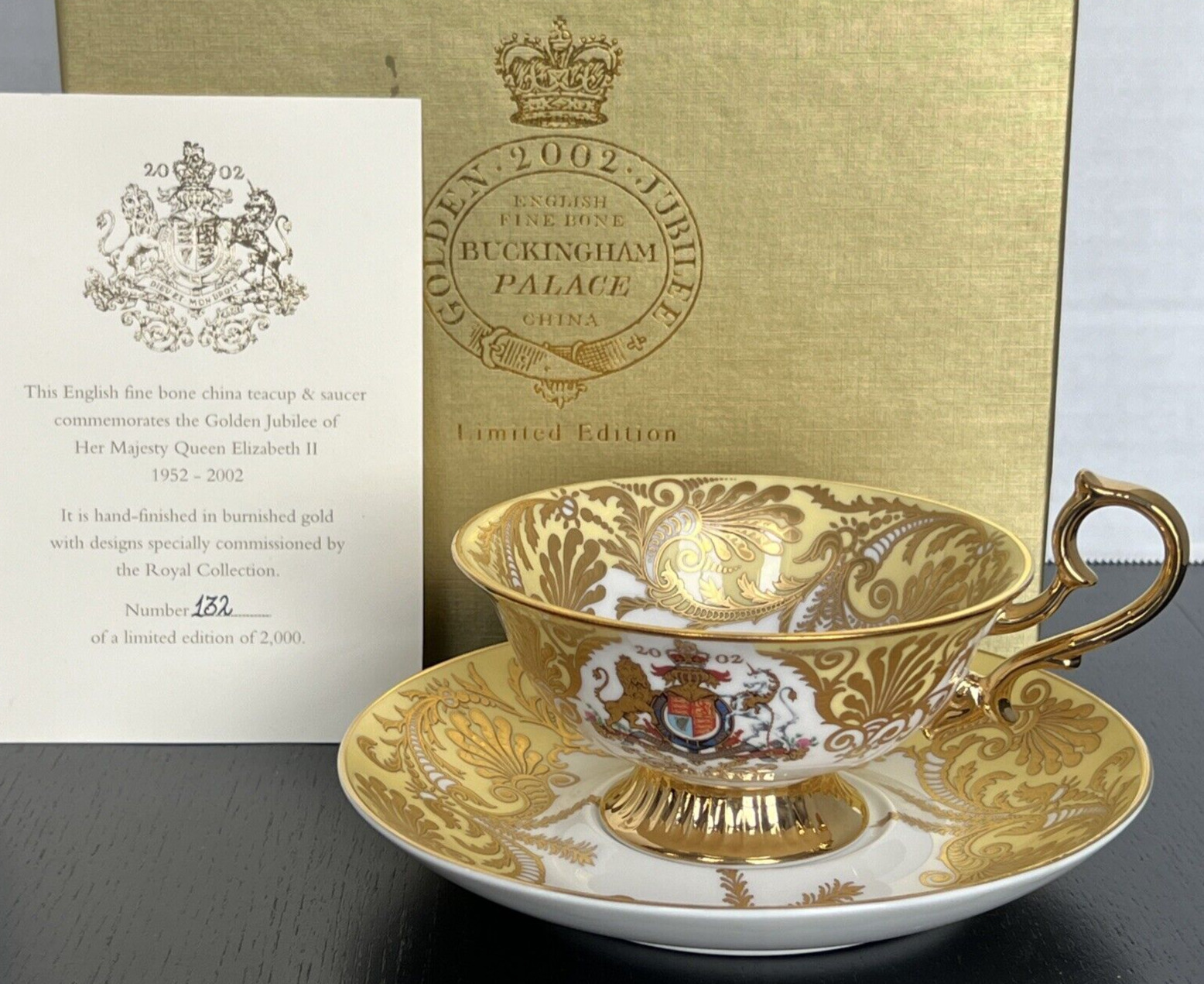 Queen Elizabeth Royal Collection 2002 Golden Jubilee Teacup & Saucer Limited Ed