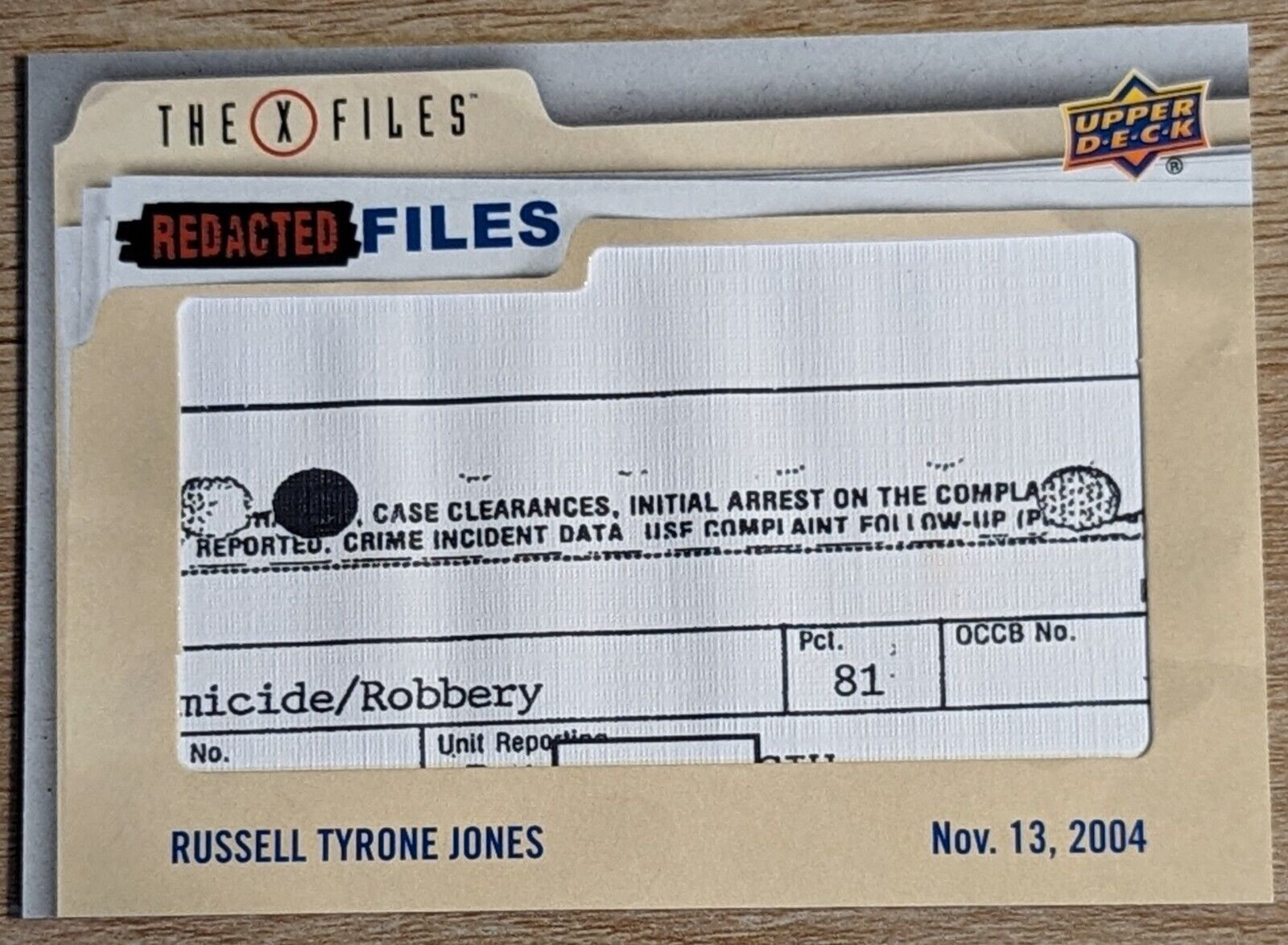 2019 Upper Deck The X-Files UFOs & Aliens Redacted Files Russell Jones RF-5