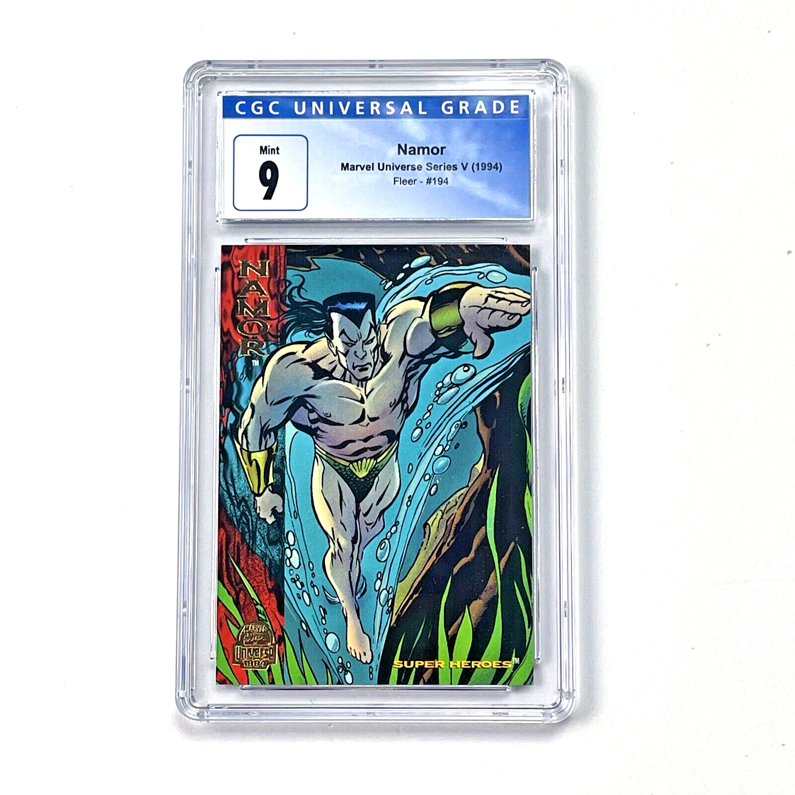 CGC 9 Mint. 1994 -Fleer Marvel Universe Card -Super Heroes #194 Namor