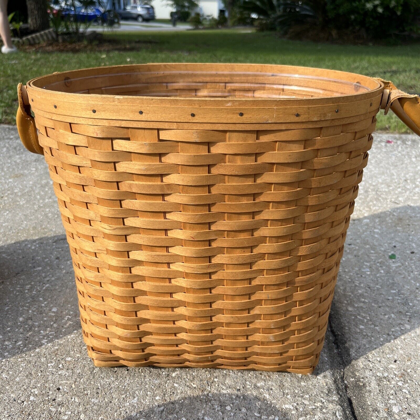 Rare Large Longaberger  Oval Waste Basket w/ Protective Liner.