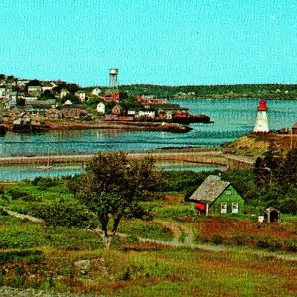Vtg Chrome 1973 Postcard Lubec ME Mulholland Point Lubec Narrows Lighthouse 