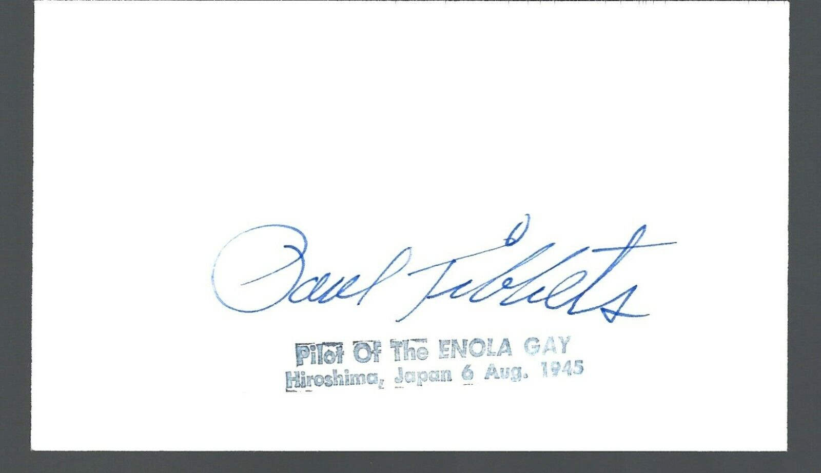 Paul W. Tibbets autographed Card / Album Page COA WWII Atomic Bomb 1945