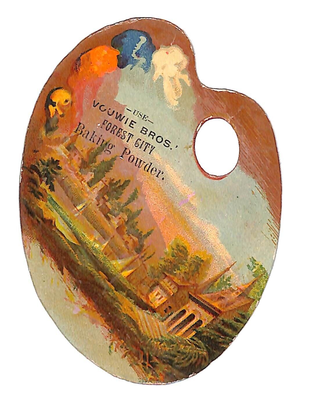 Artist Palette Shaped Victorian Trade Card Vouwie Bros Baking Powder Forest City