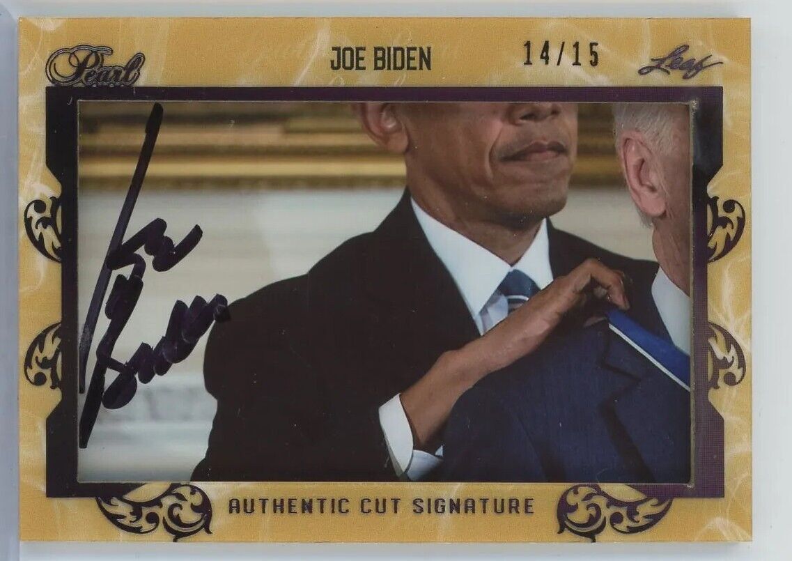 Joe Biden 2021-22 2022 Leaf Pearl Cut Signature Auto Autograph #14/15