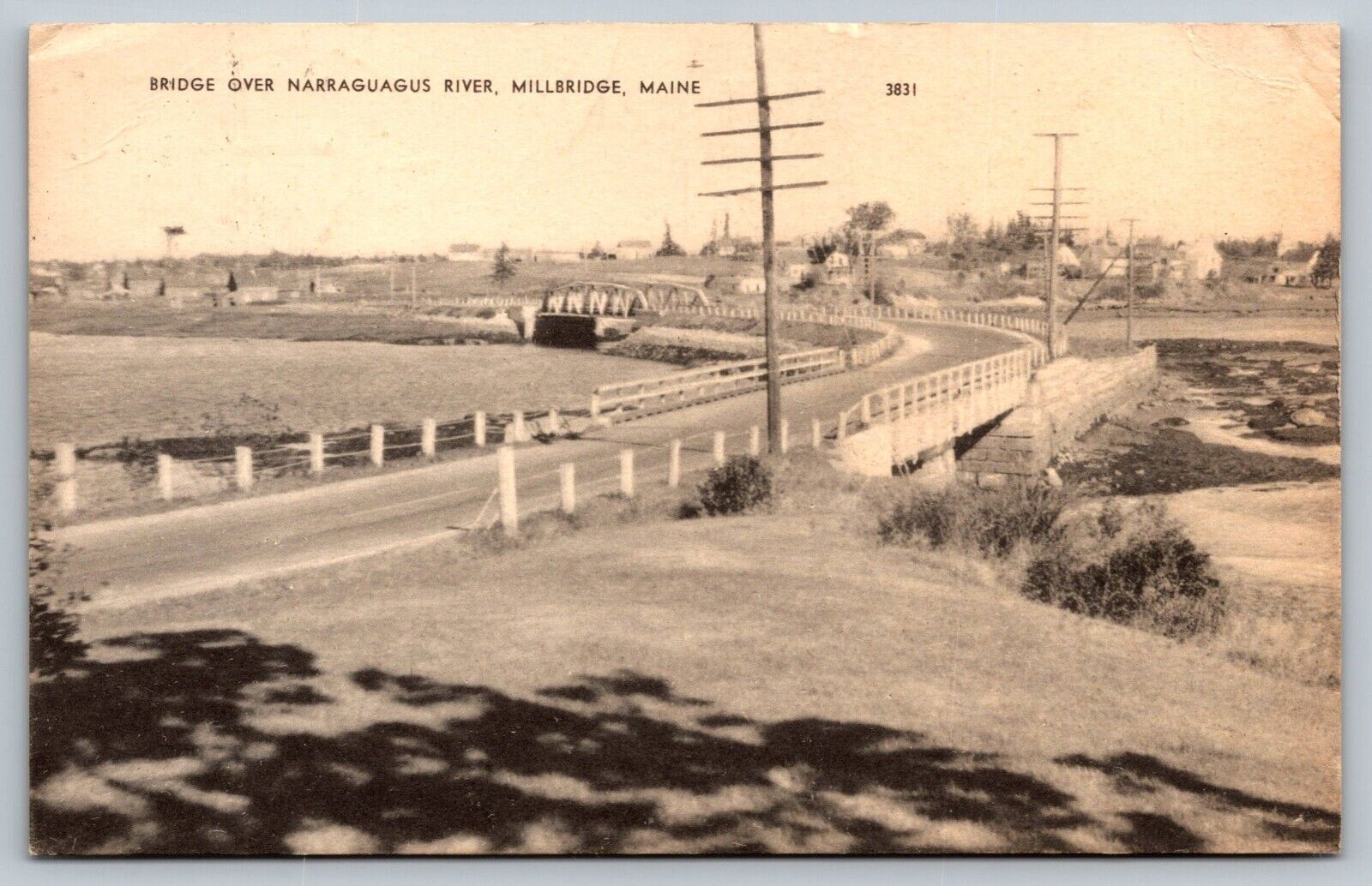 c1910's Bridge Over Narraguagus River Millbridge Maine ME Antique Postcard