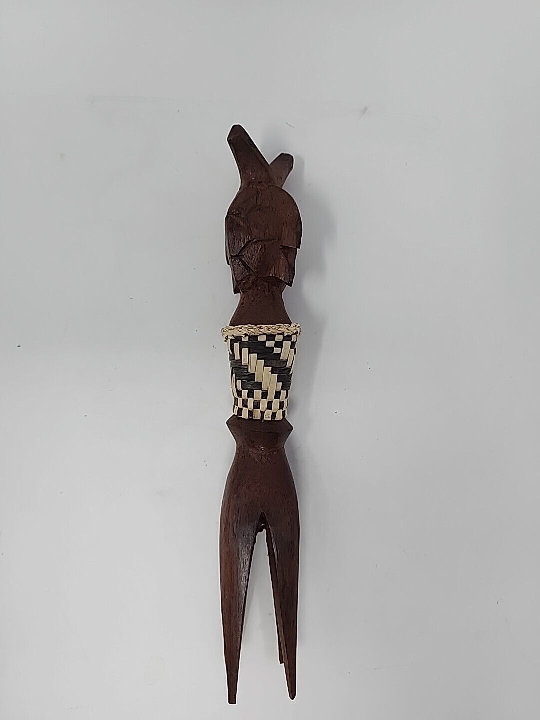 Vintage Pacific Solomon Islands Tribal Ritual Wooden Item  w/woven handl