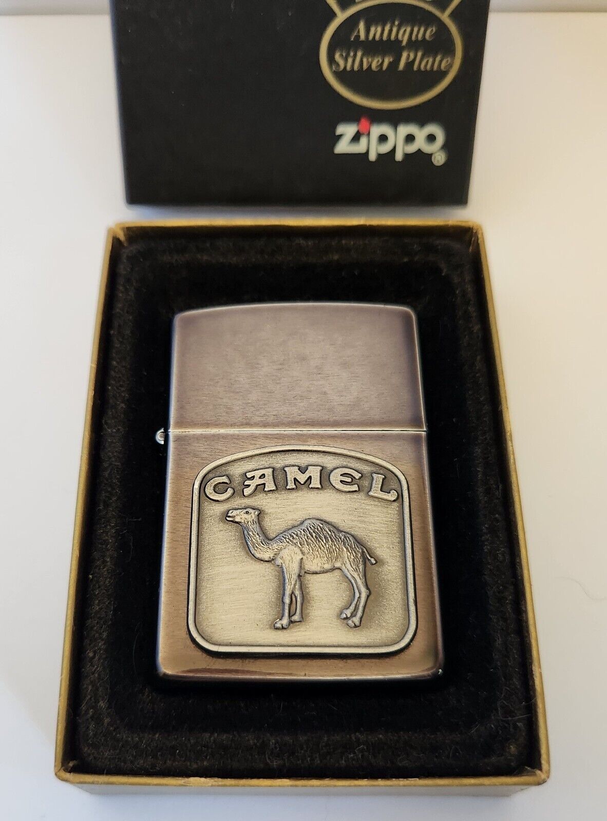 ZIPPO Lighter Camel Tombstone Midnight Chrome 1991 Needs Fuel Vintage