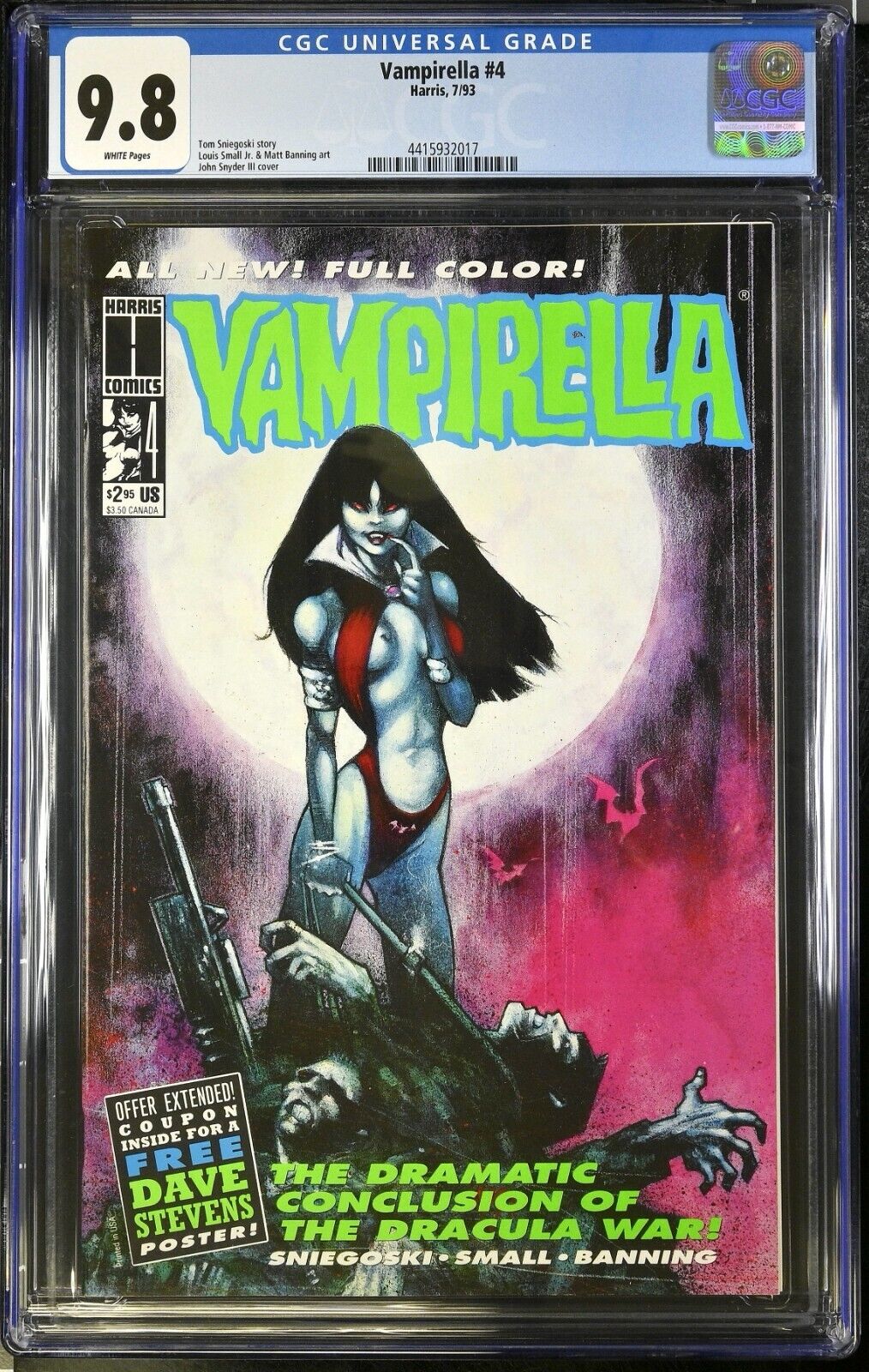 Vampirella #4 CGC 9.8 Bad Girl Good Girl Art Snyder Cover Dracula 1993 Harris
