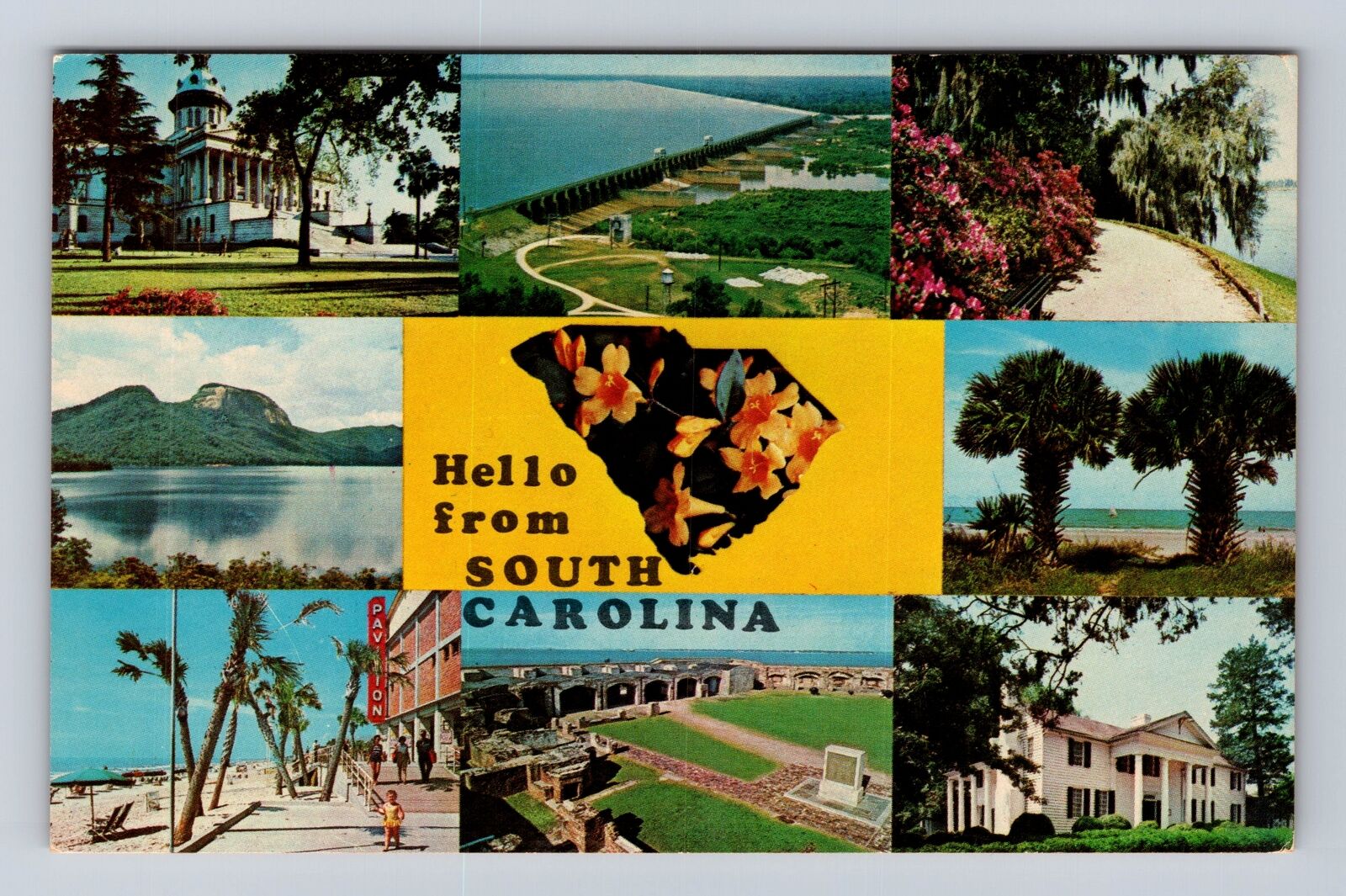 SC-South Carolina, General Greeting, Points of Interest, Vintage Postcard
