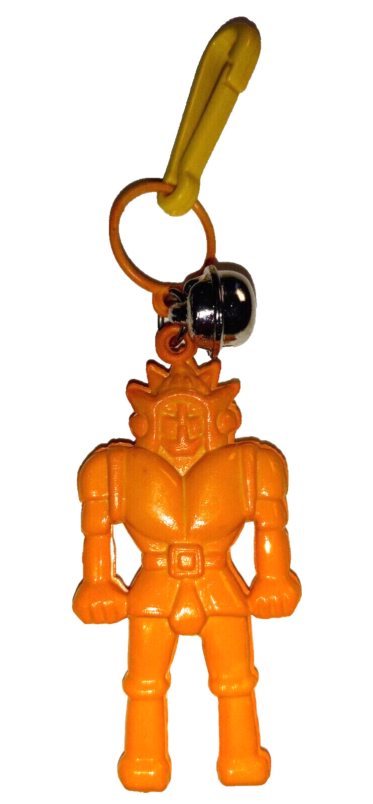 Vintage 1980s Plastic Charm Orange Man Robot Charms Necklace Clip On Retro
