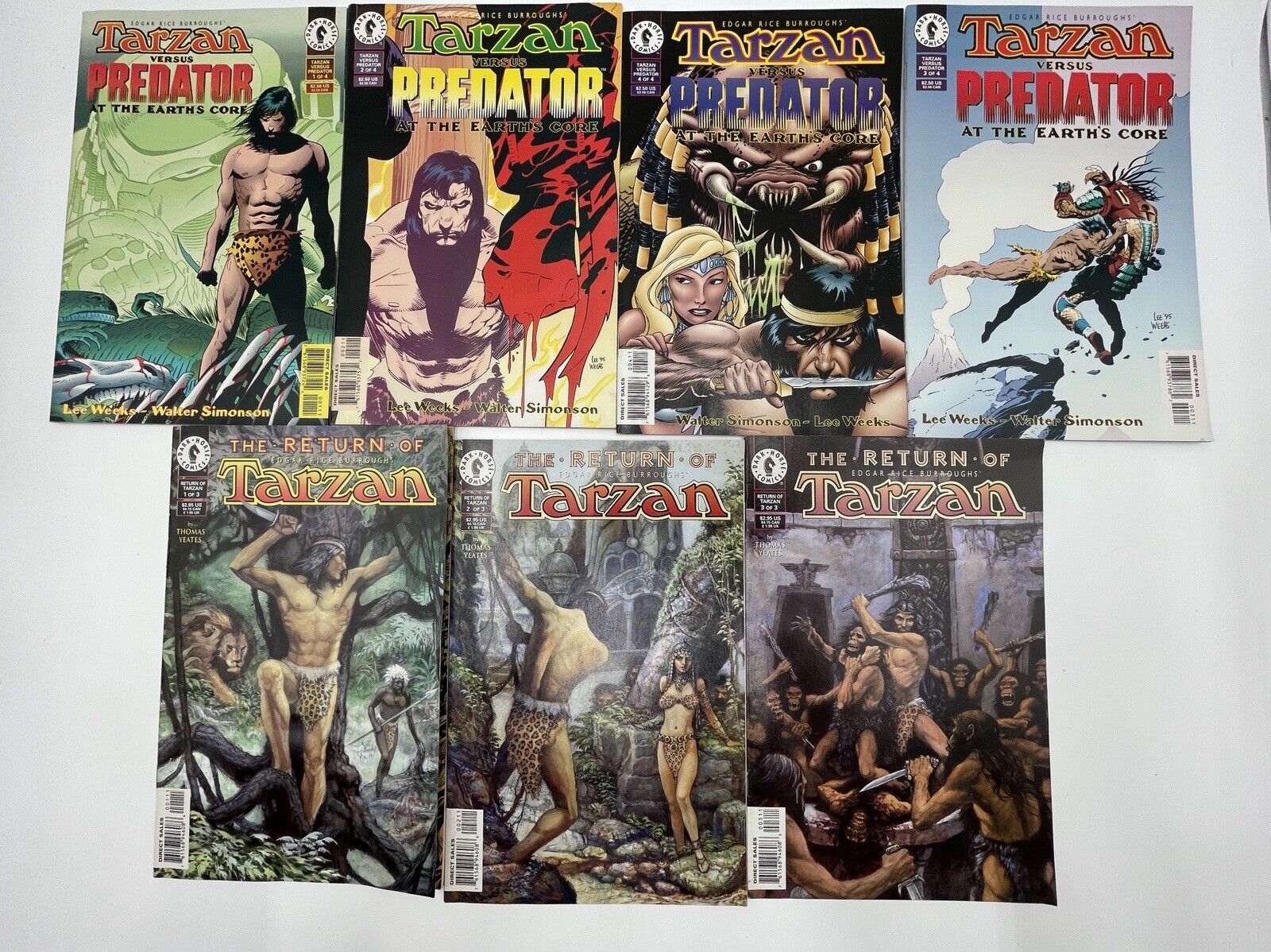 Tarzan Versus Predator 1996 Return Of Tarzan Complete Set Of 7 Dark Horse Comics