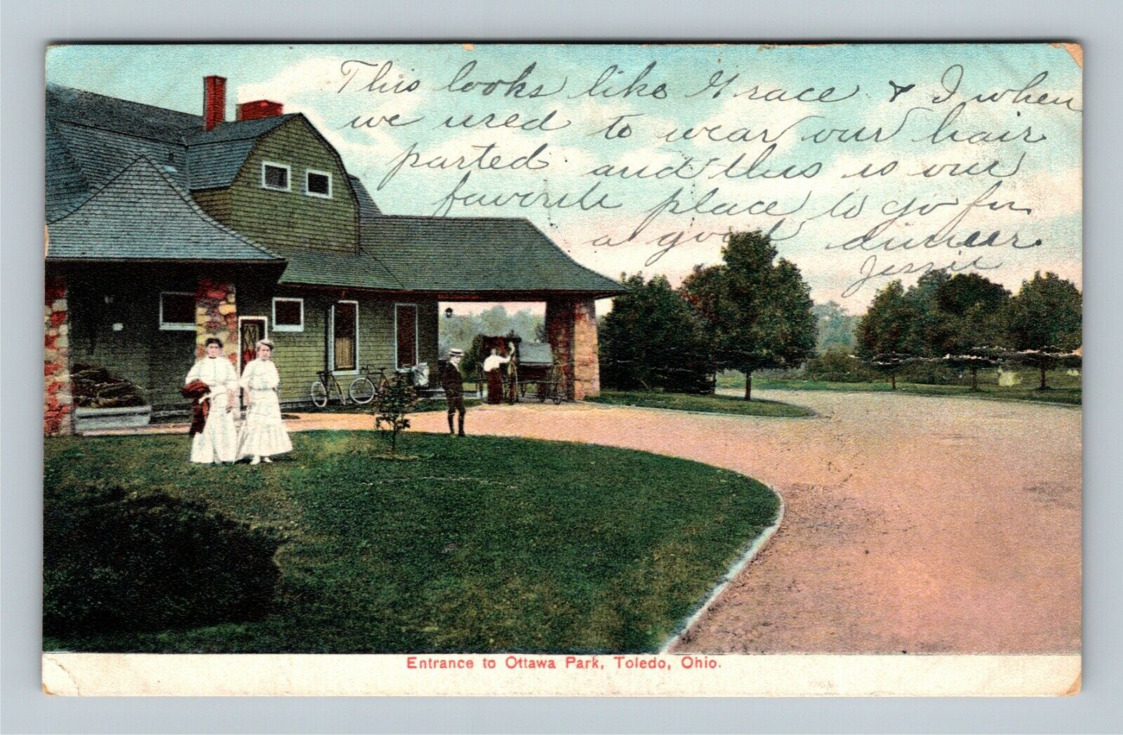 Toledo OH, Entrance To Ottawa Park, Ohio c1907 Vintage Postcard