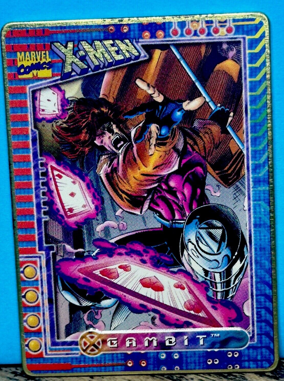 RARE X-Men MARVEL METAL CARD Gambit /12000 SSP - GOLD 90’s Metal MCU 🔥