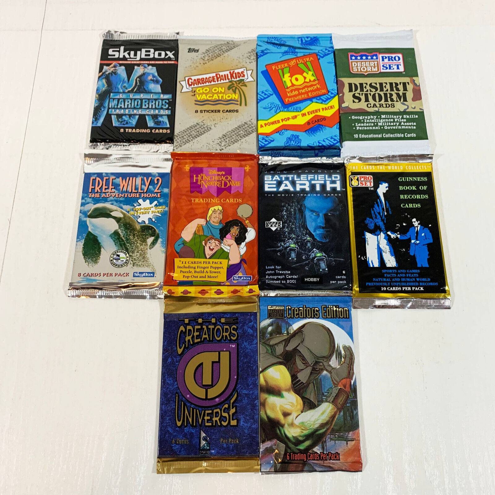 [NEW SEALED] 90s Pop Culture Trading Cards - Lot of (10) Packs - Mario, GPC, +