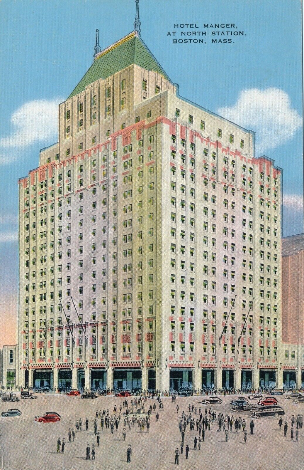 Hotel Manger at North Station in Boston, MA 1941 posted vintage postcard