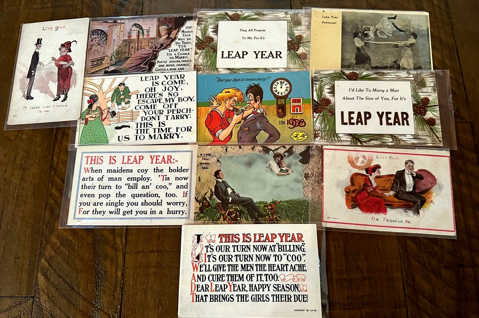 Lot of 11 Leap Year Early 1900's Romantic~ Antique~New Year's Postcards~k516